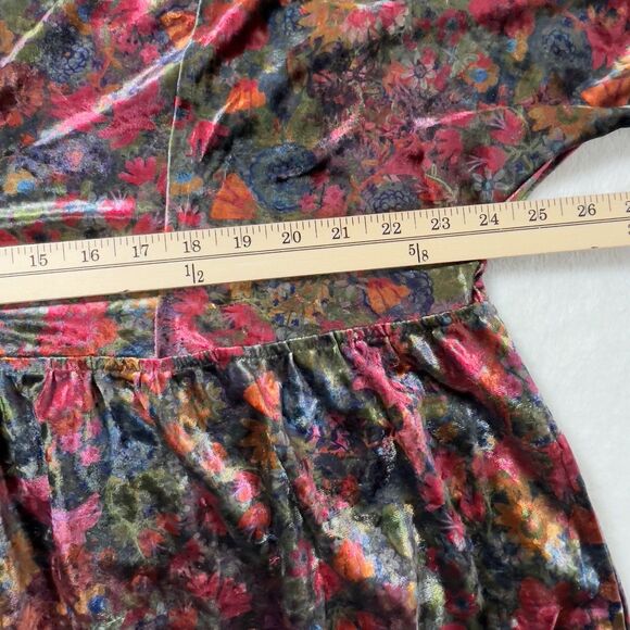Natural Life Stella Velvet Babydoll Mini Dress Womens Sz L Floral V-Neck Boho - Picture 13 of 14